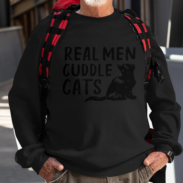 Real Men Cuddle Cats Black Cat Animals Cat Men Women Sweatshirt Graphic Print Unisex Gifts for Old Men
