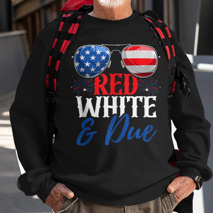 Red White And Due 4Th Of July Pregnancy Announcement Flag Sweatshirt Gifts for Old Men