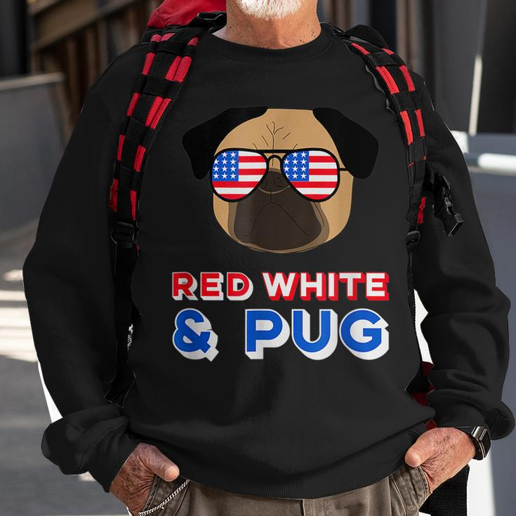 Red White And Pug Funny Usa Dog 4Th July Sweatshirt Gifts for Old Men