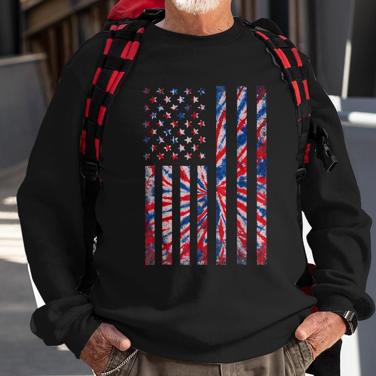 Red White Blue Tie Dye American Flag Vintage 4Th Of July Sweatshirt Gifts for Old Men