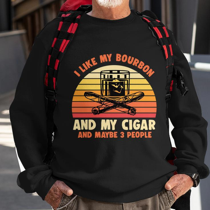 Retro I Like My Bourbon And My Cigar And Maybe Three People Funny Quote Tshirt Sweatshirt Gifts for Old Men