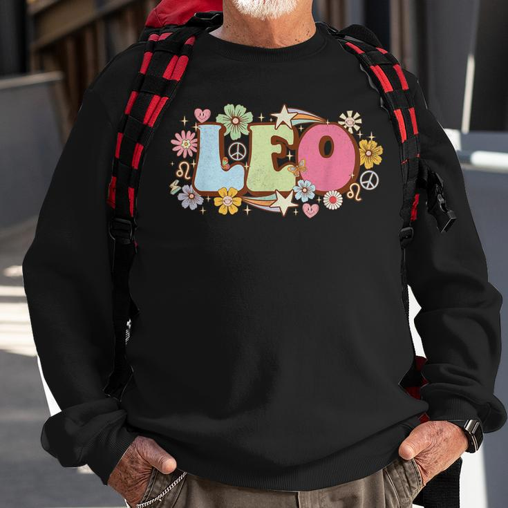 Retro Leo Zodiac Sign Astrology July August Birthday Leo V3 Sweatshirt Gifts for Old Men