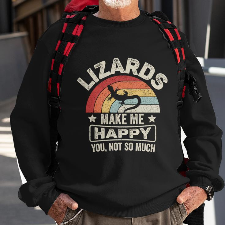 Retro Lizards Make Me Happy You Not So Much Lizard Lover Cool Gift Sweatshirt Gifts for Old Men