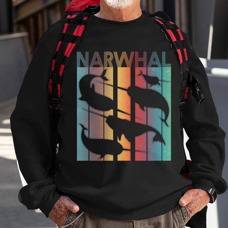 Retro Narwhal Tshirt Sweatshirt Gifts for Old Men