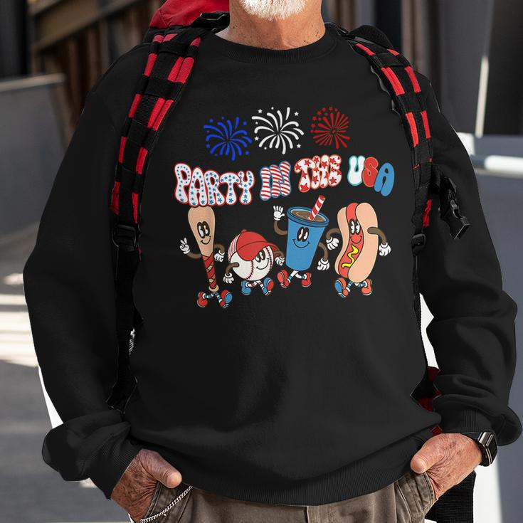 Retro Style Party In The Usa 4Th Of July Baseball Hot Dog V2 Sweatshirt Gifts for Old Men