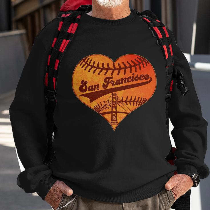 Retro Vintage San Francisco Baseball Heart Sweatshirt Gifts for Old Men