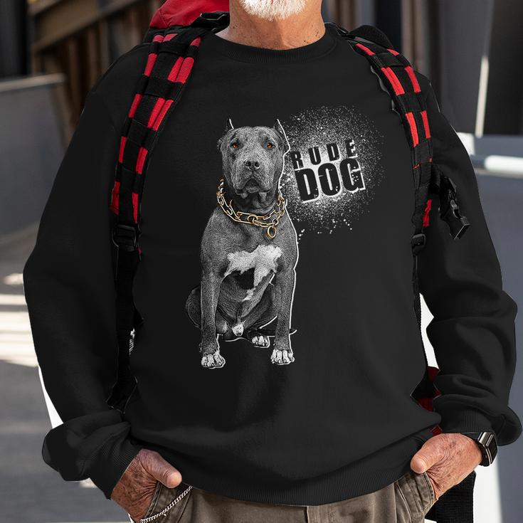 Rude Dog Pitbull Lover Sweatshirt Gifts for Old Men