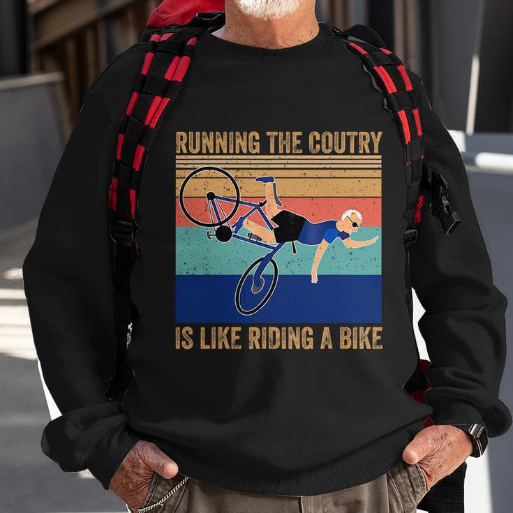 Running The Coutry Is Like Riding A Bike Joe Biden Vintage Funny Biden Sweatshirt Gifts for Old Men