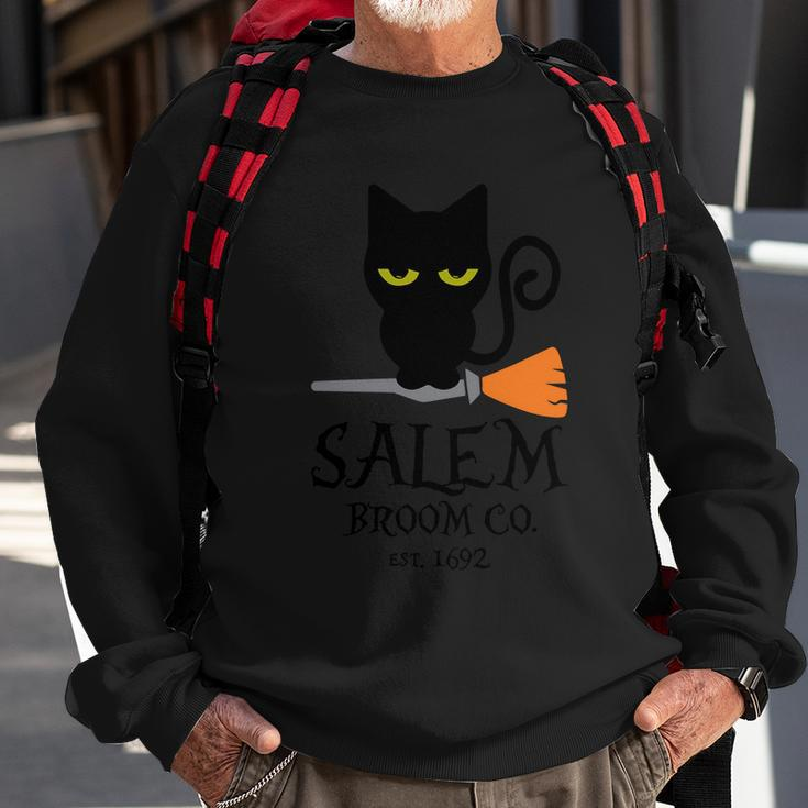 Salem Broom Co Est 1692 Cat Halloween Quote Sweatshirt Gifts for Old Men