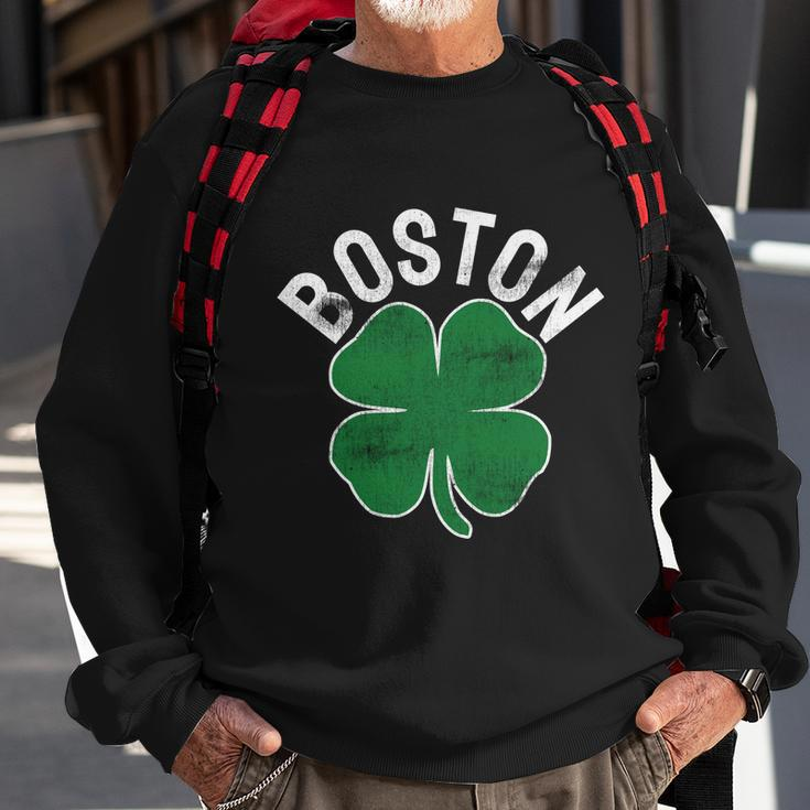 Shamrock Massachusetts Boston St Patricks Day Irish Green Graphic Design Printed Casual Daily Basic Sweatshirt Gifts for Old Men
