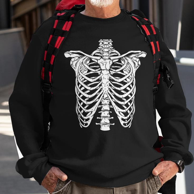 Skeleton Rib Cage Scary Halloween Costume Sweatshirt Gifts for Old Men