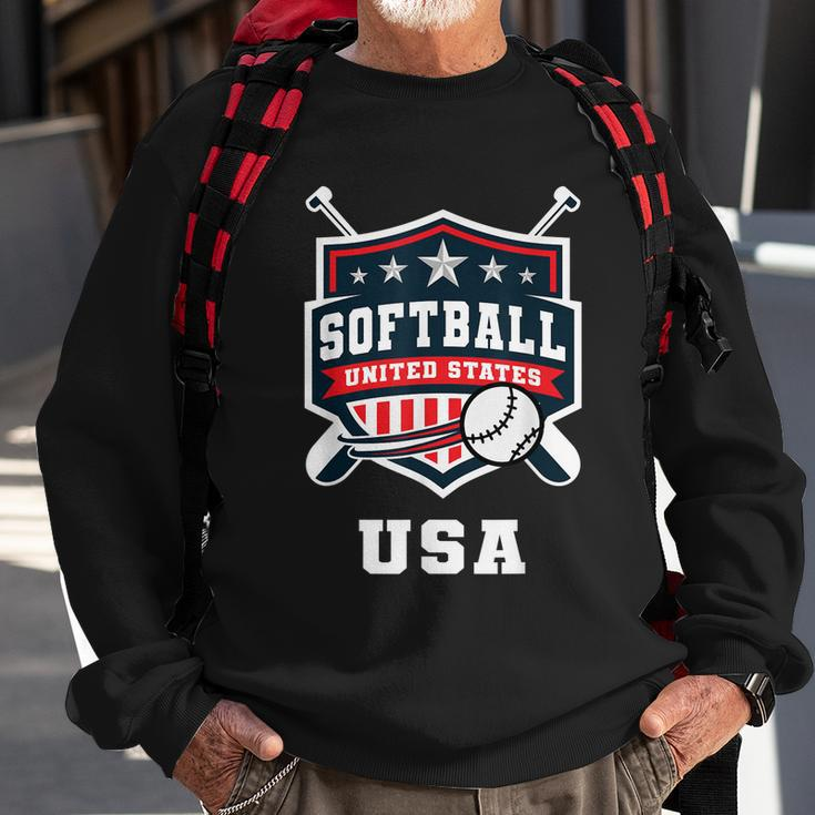 Softball Usa Support The Team Usa Flag Sweatshirt Gifts for Old Men