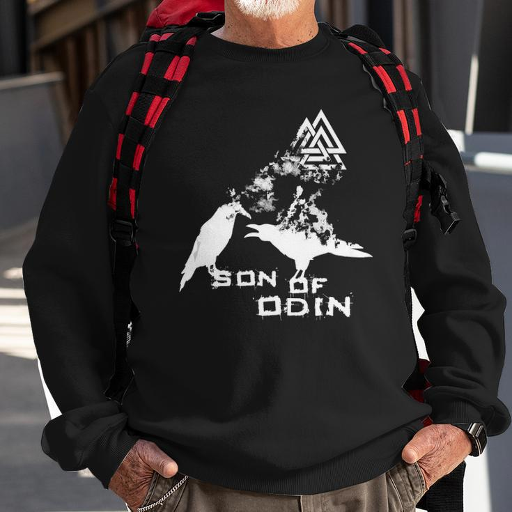 Son Of Odin Viking Odin&8217S Raven Norse Sweatshirt Gifts for Old Men
