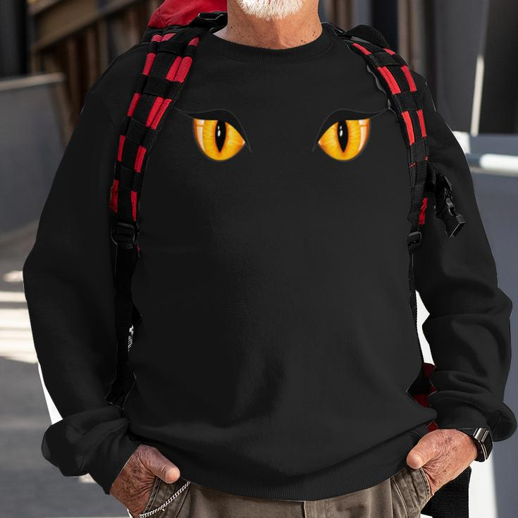 Spooky Creepy Ghost Black Cat Orange Eyes Halloween Sweatshirt Gifts for Old Men