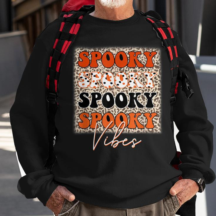 Spooky Vibes Halloween Spooky Leopard Pattern Autumn  Sweatshirt Gifts for Old Men