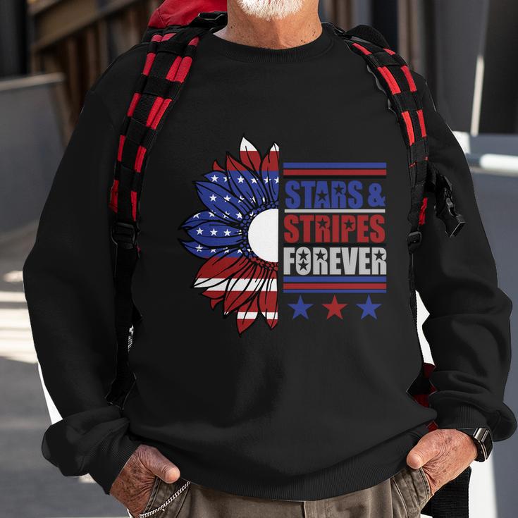 Stars Stripes Forever Sunflower America Flag 4Th Of July Sweatshirt Gifts for Old Men