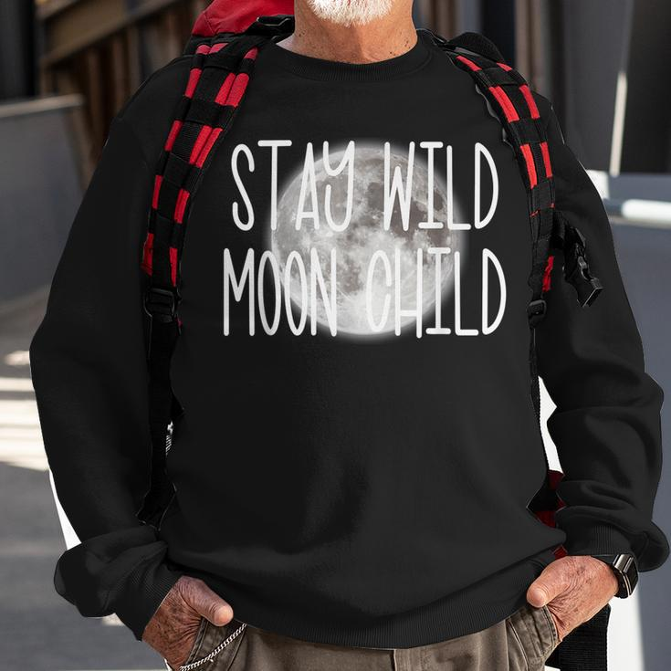 Stay Wild Moon Child Boho Peace Hippie Gift Moon Child Sweatshirt Gifts for Old Men