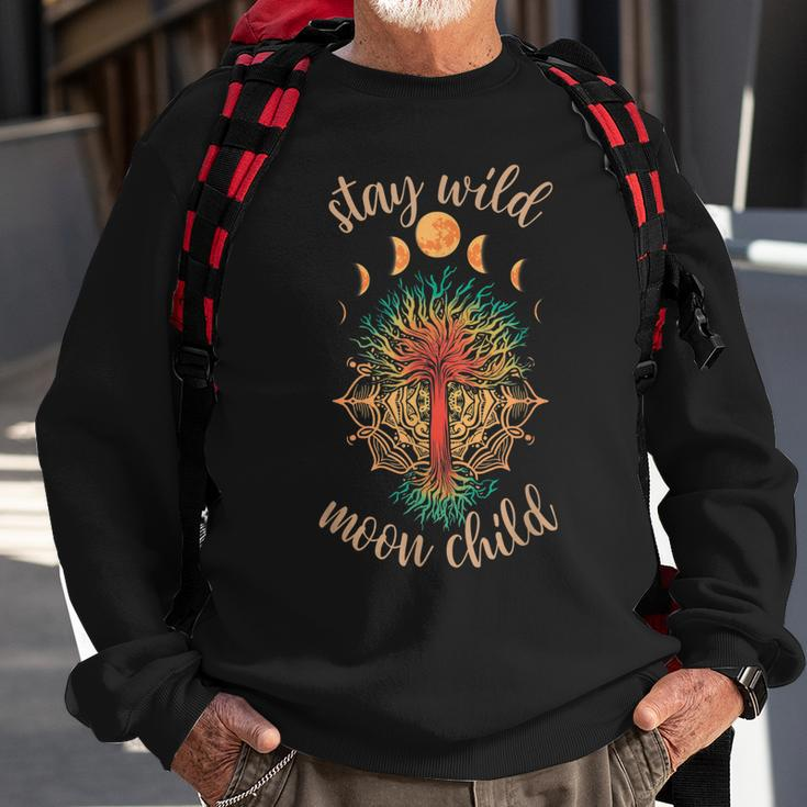 Stay Wild Moon Child Boho Peace Hippie Gift Moon Child V2 Sweatshirt Gifts for Old Men