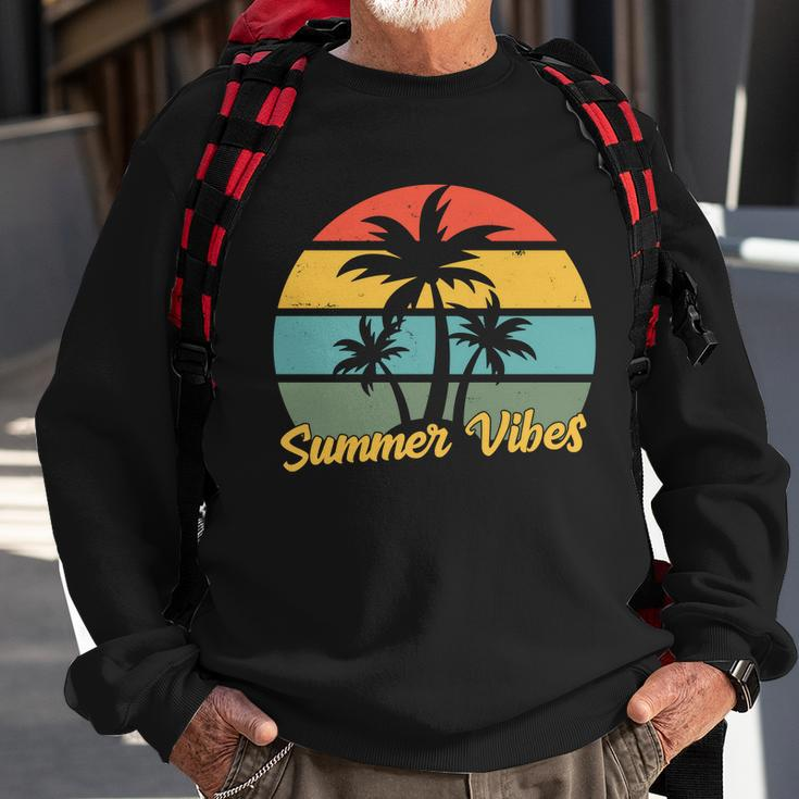 Summer Vibes Tropical Retro Sunset Sweatshirt Gifts for Old Men