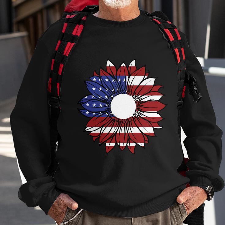 Sunflower American Flag 4Th Of July Independence Day Patriotic Sweatshirt Gifts for Old Men