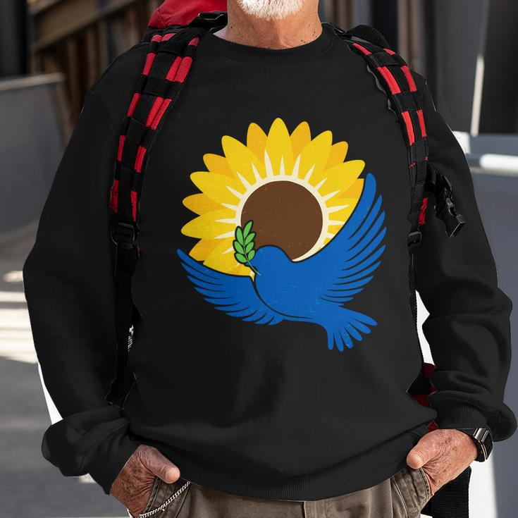 Sunflower Peace Dove Stand With Ukraine End The War V2 Sweatshirt Gifts for Old Men