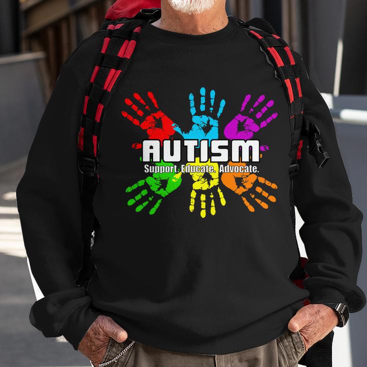 Support Educate Advocate Autism Handprint Tshirt Sweatshirt Gifts for Old Men