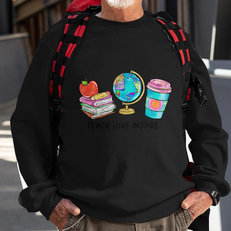 Teach Love Inspire Globe Graphic Plus Size Shirt For Teacher Male Female Sweatshirt Gifts for Old Men
