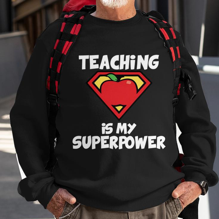 Teaching Is My Superpower Apple Crest Sweatshirt Gifts for Old Men