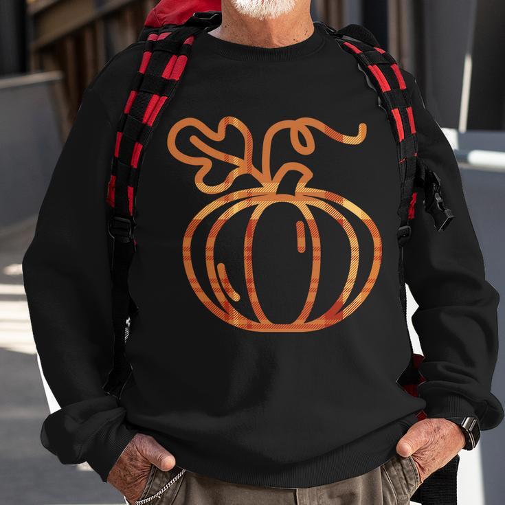 Thanksgiving Halloween Pumpkin Fall Autumn Plaid Graphic Design Printed Casual Daily Basic Sweatshirt Gifts for Old Men