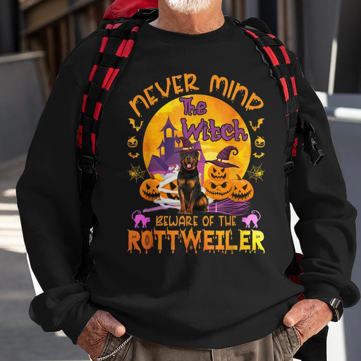 The Witch Beware Of The Rottweiler Halloween Sweatshirt Gifts for Old Men
