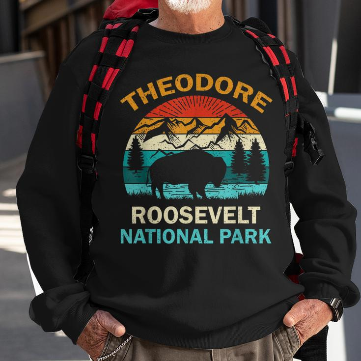 Theodore Roosevelt National Park North Dakota Buffalo Retro Sweatshirt Gifts for Old Men