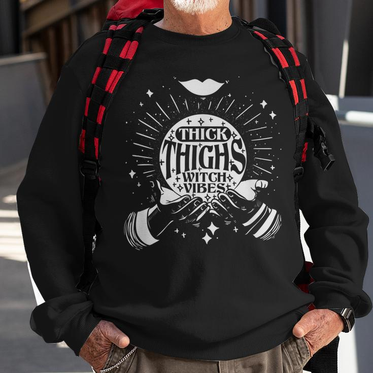 Thick Thighs Witch Vibes Spooky Halloween Hands Witch Sweatshirt Gifts for Old Men