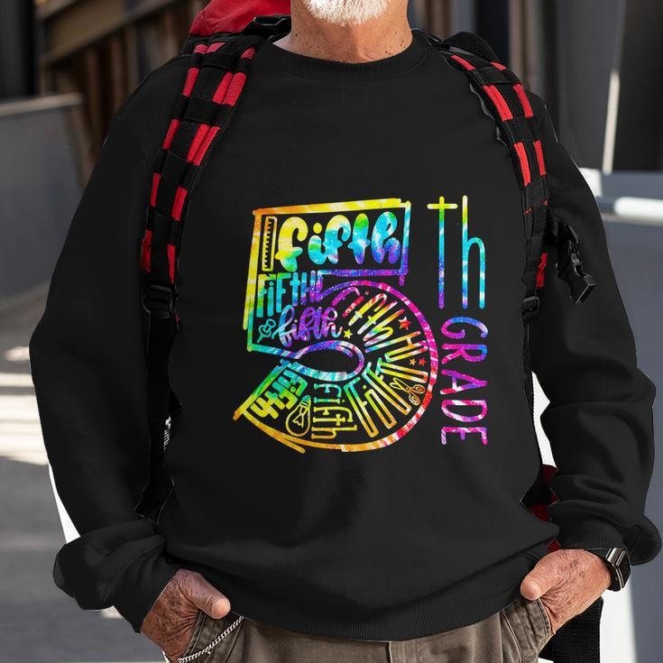 Tie Dye Fifth 5Th Grade Typography Funny Back To School Sweatshirt Gifts for Old Men