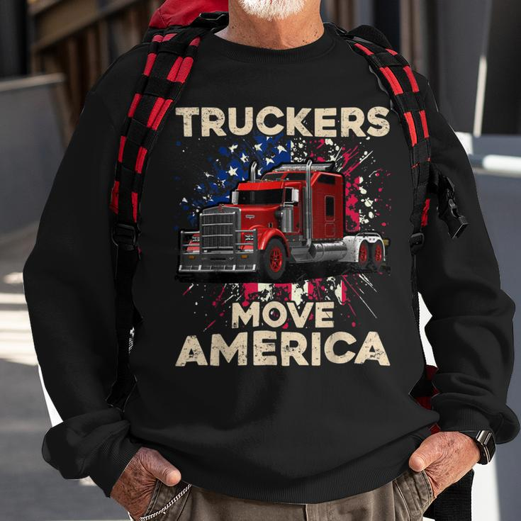 Trucker Truck Driver Trucker American Flag Truck Driver Sweatshirt Gifts for Old Men