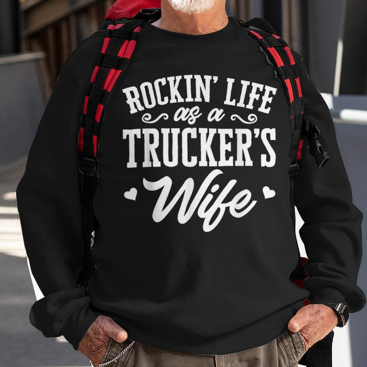 Trucker Truck Driver Wife Rockin’ Life As A Trucker’S Wife Sweatshirt Gifts for Old Men