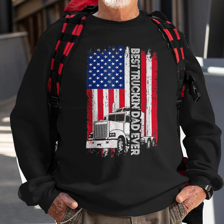 Trucker Trucker Best Truckin Dad Ever Usa Flag Driver Fathers Day _ Sweatshirt Gifts for Old Men