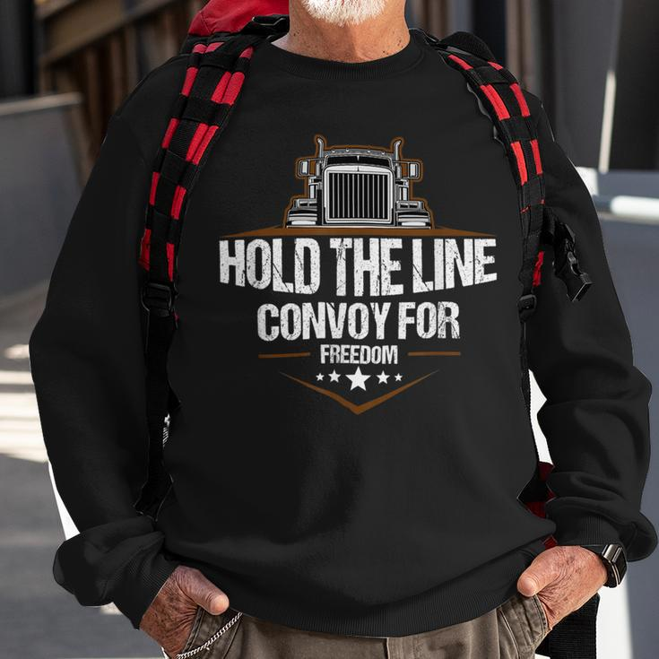 Trucker Trucker Hold The Line Convoy For Freedom Trucking Protest Sweatshirt Gifts for Old Men