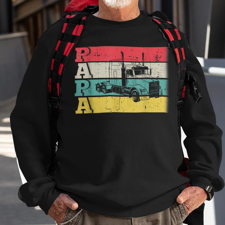 Trucker Trucker Papa Dad Semi Truck Driver Mechanic Fathers Day Sweatshirt Gifts for Old Men