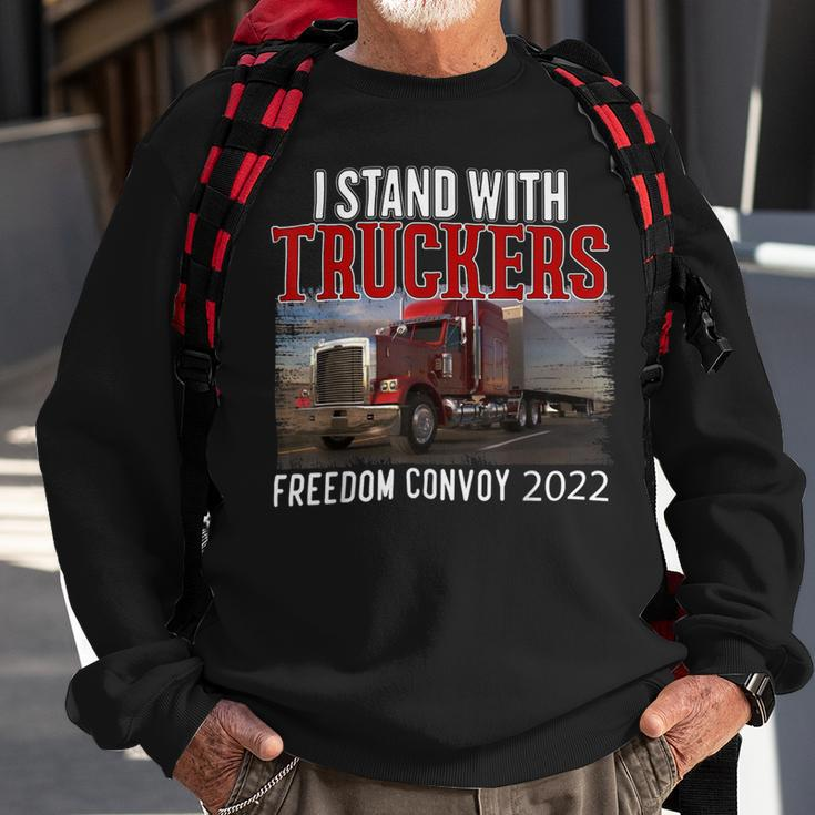 Trucker Trucker Support I Stand With Truckers Freedom Convoy _ Sweatshirt Gifts for Old Men
