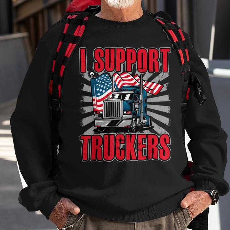 Trucker Trucker Support I Support Truckers Freedom Convoy Sweatshirt Gifts for Old Men