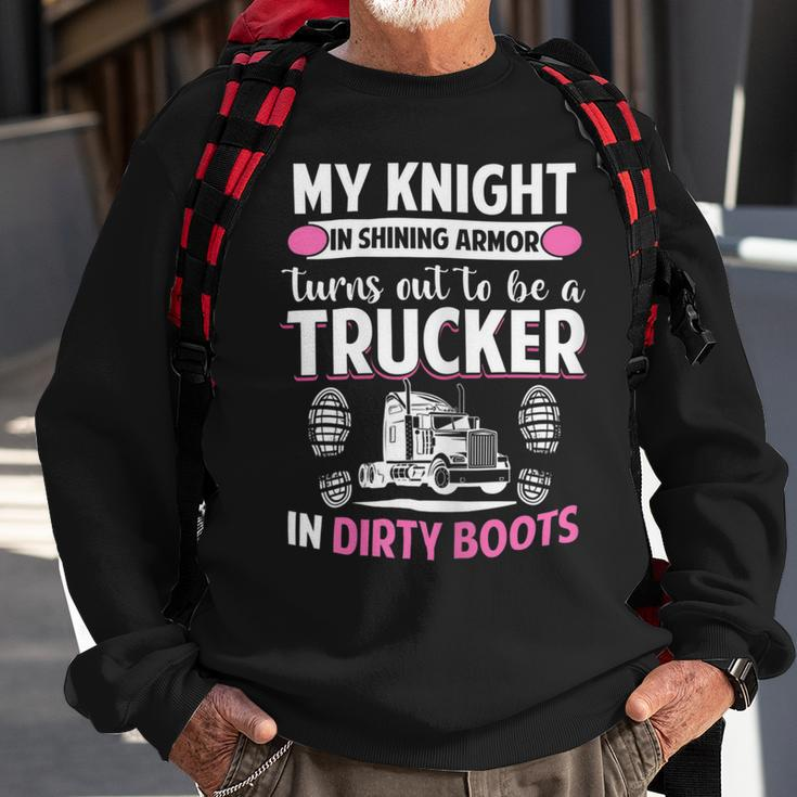 Trucker Trucker Wife Trucker Girlfriend Sweatshirt Gifts for Old Men