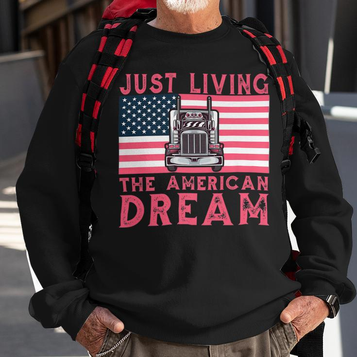 Trucker Woman Trucker Usa Flag For Girl Truck Driver American Truck Sweatshirt Gifts for Old Men