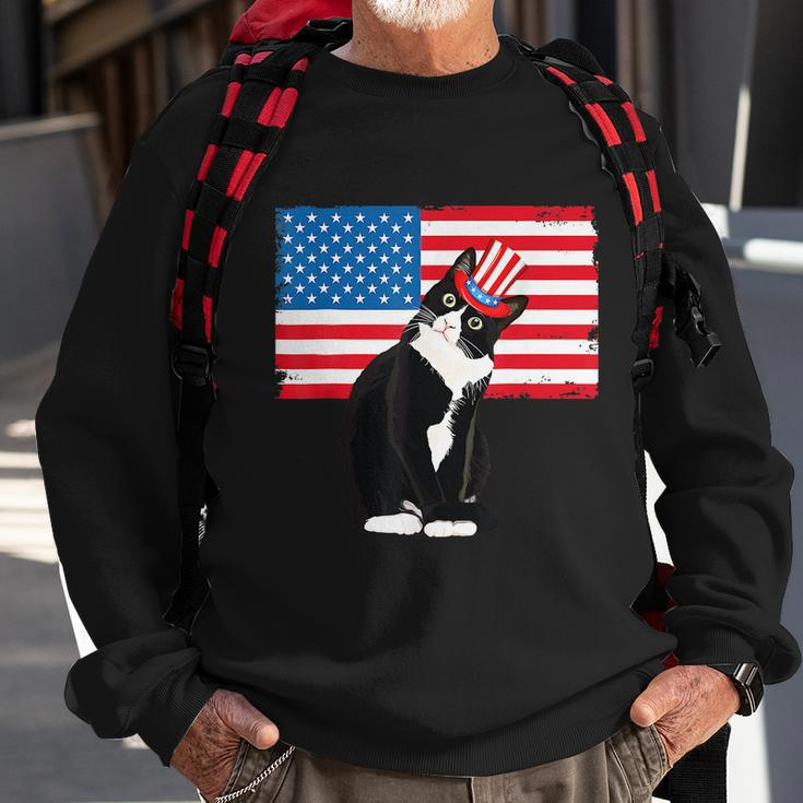 Tuxedo Cat 4Th Of July Hat Patriotic Gift Adults Kid Sweatshirt Gifts for Old Men