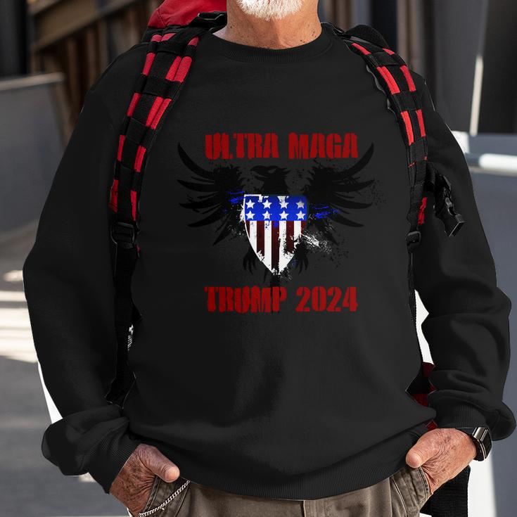 Ultra Maga Eagle Grunge Splatter Trump 2024 Anti Biden Sweatshirt Gifts for Old Men