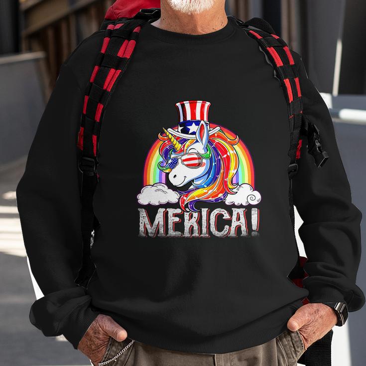 Unicorn 4Th Of July Merica Girl Rainbow Sweatshirt Gifts for Old Men