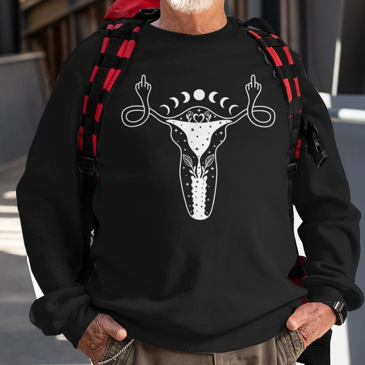 Uterus Shows Middle Finger Feminist Pro Choice Womens Rights Sweatshirt Gifts for Old Men