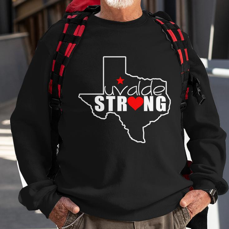 Uvalde Strong Texas Map Heart Sweatshirt Gifts for Old Men