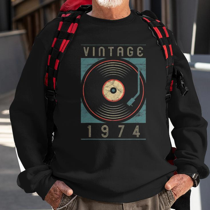 Vintage 1974 Vinyl Retro Turntable Birthday Dj Gift For Him Sweatshirt Gifts for Old Men