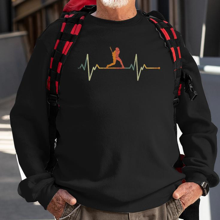 Vintage Baseball Player Gift Heartbeat Baseball Sweatshirt Gifts for Old Men