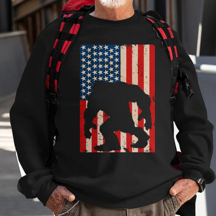 Vintage Bigfoot American Flag Tshirt Sweatshirt Gifts for Old Men